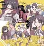  ! ... 3boys 5girls ? animal_ears annie_leonhardt armin_arlert blush character_name cheek_kiss chohong89 christa_renz eren_jaeger friends hetero jean_kirchstein kiss laughing mikasa_ackerman multiple_boys multiple_girls pushing_away sasha_browse scarf shingeki_no_kyojin sitting tail ymir_(shingeki_no_kyojin) young 