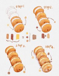  arrow_(symbol) color_guide english_text equal_sign food food_focus highres how_to macaron no_humans original painting_(medium) powdered_sugar shadow third-party_source traditional_media v_lian_miao watercolor_(medium) 