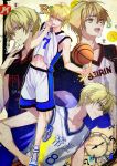  basketball basketball_uniform blonde_hair hachini kise_ryouta kuroko_no_basuke multiple_persona sportswear sweat yellow_eyes 