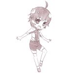  1girl araragi_karen blush_stickers chibi kouji_(campus_life) lowres monochrome monogatari_(series) short_hair solo 