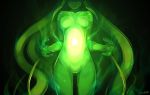  breasts glowing goo_girl green green_hair highres issencia long_hair monster_girl nude original standing very_long_hair 