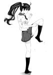  1girl araragi_karen fried_egg hair_ornament kouji_(campus_life) long_hair monochrome monogatari_(series) school_uniform side_ponytail solo 