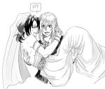  2girls ? arm_garter bride carrying christa_renz couple dress hair_between_eyes motyu_(ogik123) multiple_girls ponytail princess_carry role_reversal shingeki_no_kyojin shoulderless_dress veil wedding wedding_dress wrist_cuffs ymir_(shingeki_no_kyojin) yuri 