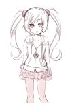  1girl kouji_(campus_life) long_hair lowres monochrome monogatari_(series) oshino_shinobu pantyhose pointy_ears solo twintails 