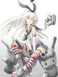  1girl :3 absurdres akira0171 anchor bare_shoulders black_panties blonde_hair brown_eyes elbow_gloves gloves hair_ornament highres kantai_collection long_hair looking_at_viewer navel open_mouth panties personification rensouhou-chan sailor_collar shimakaze_(kantai_collection) sitting skirt solo striped striped_legwear thighhighs underwear white_gloves 