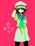  anchor_symbol black_hair hat murasa_minamitsu neckerchief pink_background sailor_dress sailor_hat shimana_(cs-ts-az) short_hair touhou violet_eyes 