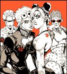  2boys 2girls birthmark braid derivative_work giorno_giovanna gold_experience jack-ddd-no13 jojo_no_kimyou_na_bouken kuujou_jolyne ladybug multiple_boys multiple_girls official_style parody stand_(jojo) star stone_free sunglasses 