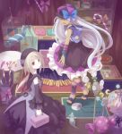  2girls bat_(coumori) candy candy_cane candy_store hat millci multiple_girls pixiv_fantasia pixiv_fantasia_sword_regalia red_eyes ribbon shop tan white_hair 