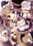  1girl :&lt; :3 :d absurdres animal_ears black_legwear breasts brown_hair cat cat_ears cleavage detached_collar highres legs maid_headdress nekomori_mike nyan_cafe_macchiato open_mouth smile tagme thigh-highs violet_eyes waitress yukie_(peach_candy) |3 