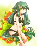  1girl bikini black_bikini frilled_bikini frills gatchaman_crowds green_eyes green_hair long_hair solo swimsuit tagme utsutsu very_long_hair 