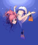  1girl bikini blue_eyes freediving original redhead swim_fins swimsuit underwater yuuki_(silent_moon) 