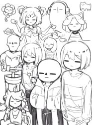 2022 2d 3girls 3others 5boys =_= animal annoying_dog anthro arachnid arthropod arthropod_girl asriel_dreemurr brothers cape chara_(undertale) crossed_arms digital_media dog extra_arms extra_eyes female floppy_ears flower flowey_(undertale) frisk_(undertale) fur furry furry_male ghost gloves goat goat_boy goat_ears group highres holding holding_knife human humanoid jacket mad_mew_mew male mammal monochrome monster monster_boy monster_girl muffet multiple_boys multiple_girls multiple_others napstablook pants papyrus_(undertale) plant pouring pp_kuh2 sans_(undertale) short_hair shorts siblings skeleton spider spider_girl striped_shirt teacup teapot temmie undead undertale utdr_(toby_fox) what