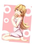  1girl bakemonogatari blonde_hair dacchi doughnut highres long_hair monogatari_(series) oshino_shinobu yellow_eyes 