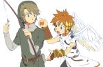  blonde_hair blue_eyes brown_hair fishing_rod gloves hat kid_icarus link nikayu nintendo pit_(kid_icarus) pointy_ears super_smash_bros. the_legend_of_zelda twilight_princess wings 