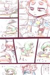  /\/\/\ 3girls animal_ears bags_under_eyes blush braid cat_ears comic dishwashing doku_corne eyebrows green_eyes green_hair hat highres kaenbyou_rin komeiji_koishi komeiji_satori multiple_girls no_hat pink_eyes pink_hair pushing red_eyes redhead short_hair siblings sisters sleeves_rolled_up thick_eyebrows touhou 