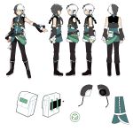  1boy absurdres black_hair braid green_eyes headphones highres ideolo long_hair male official_art turnaround vocaloid vocaloid_china white_hair yuezheng_longya 