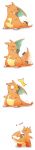  4koma absurdres annoyed azuma_minatsu blush_stickers charizard chibi comic dragon fire highres long_image no_humans pokemon pokemon_(creature) pokemon_(game) surprised tall_image typhlosion 