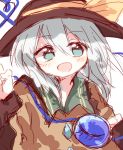  1girl bust eyeball green_eyes komeiji_koishi long_hair looking_at_viewer mari_audio open_mouth silver_hair sketch solo third_eye touhou 