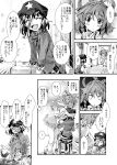  2girls ^_^ blush chair closed_eyes comic hair_rings hat hug kaku_seiga miyako_yoshika monochrome multiple_girls musical_note ofuda open_mouth short_hair sitting skirt smile star table touhou translation_request turn_pale yohane 