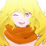  1girl ;) blonde_hair face lips long_hair looking_at_viewer naso4 red_scarf rwby scarf solo wink yang_xiao_long 