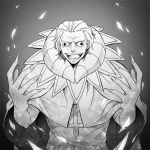  1boy caster_(fate/zero) claws cloak fate/zero fate_(series) fingernails holiday-jin long_fingernails monochrome solo 