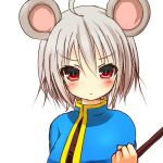  1girl 5240mosu ahoge animal_ears bust looking_at_viewer lowres mouse_ears nazrin red_eyes simple_background solo touhou white_background 