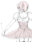  1girl dress garter_straps haruhisky highres monochrome short_hair solo suzumiya_haruhi suzumiya_haruhi_no_yuuutsu thigh-highs 