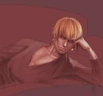  1boy blonde_hair calborn earrings fate/zero fate_(series) gilgamesh jewelry partially_colored red_eyes solo 