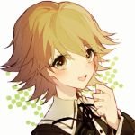  1boy brown_eyes brown_hair bust dangan_ronpa fujisaki_chihiro mayer open_mouth ribbon smile trap 