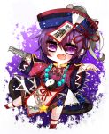  alternate_costume fang hat kaenuco miyako_yoshika outstretched_arms purple_hair touhou violet_eyes yin_yang zombie_pose 