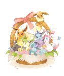  basket eevee espeon flareon flower glaceon jolteon leafeon mei_(maysroom) no_humans pokemon pokemon_(creature) sylveon umbreon vaporeon 