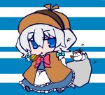  animal_ears blue_eyes bonobono_(en-rai) chibi detective dog_ears dog_tail grey_hair hat inu_sakuya izayoi_sakuya mofuji pipe tail touhou 