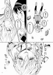  2girls akemi_homura ayanero_taicho beret boots comic fingerless_gloves gloves hair_down hat hat_ribbon long_hair mahou_shoujo_madoka_magica monochrome multiple_girls open_mouth ribbon skirt smile soul_gem tears tomoe_mami translation_request 