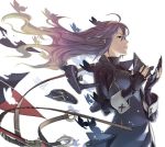  1girl baldric butterfly fingerless_gloves fire_emblem fire_emblem:_kakusei gloves grey_eyes grey_hair highres kozaki_yuusuke lucina mask nintendo official_art spoilers sword tiara weapon 