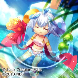  1girl capura_lin closed_eyes guilty_dragon midriff minigirl popsicle short_hair solo white_hair 