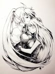  2girls blush highres hug long_hair lyrical_nanoha monochrome multiple_girls reinforce signum sm318 smile very_long_hair yuri 