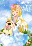  blonde_hair flower highres kikwi long_hair machi nintendo pointy_ears princess_zelda sagawa_yumeko skyward_sword smile the_legend_of_zelda 