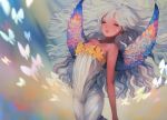  1girl bare_shoulders closed_eyes original riqurr solo white_hair wings 