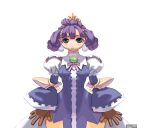  aqua_eyes crown dress earrings eclair_(la_pucelle) gloves la_pucelle nomura_ryouji official_art purple_hair solo 