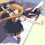  1girl air bad_id ball blonde_hair blue_eyes bow couple grey_hair hands kamio_misuzu kunisaki_yukito long_hair okayu_(crosspoint) school_uniform short_hair sketch soccer soccer_ball telstar 