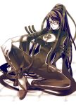  bayonetta bayonetta_(character) black_hair bodysuit cleavage_cutout female glasses hair_bun high_heels long_hair lying ns red_eyes ribbon solo very_long_hair 