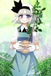  blue_eyes bob_cut gardening ghost gloves hairband konpaku_youmu konpaku_youmu_(ghost) midori_(green_tea) midori_(pixiv) plant smile solo touhou tree white_hair 