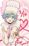  artist_request ascot chef chef_hat food hat holding holding_gift incoming_gift multicolored_hair necktie nia_teppelin short_hair solo tengen_toppa_gurren_lagann two-tone_hair valentine young 