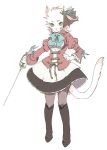  bad_id blue_rose boots bow cat cat_ears dress flower furry gloves green_eyes ikeuchi long_sleeves pantyhose rapier rose solo sword tail weapon 