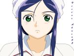  blue_hair blush frown green_eyes highres mai_hime natsuki_kruger towel vector_trace 