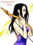  bare_shoulders black_eyes black_hair bow_(weapon) dress female final_fantasy final_fantasy_ii long_hair maria_(ff2) solo 