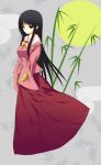 bamboo black_hair duplicate houraisan_kaguya long_hair long_skirt moon skirt solo touhou