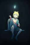  blonde_hair blue cuffs dark feet habuki handcuffs japanese_clothes kagamine_len kimono male re_birthday_(vocaloid) short_hair tears vocaloid 