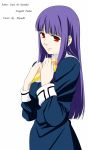  asagami_fujino hime_cut kara_no_kyoukai present purple_hair red_eyes school_uniform smile vector_trace 