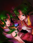  green_hair higurashi_no_naku_koro_ni kuriko_(scarlet_sky) long_hair scarlet_sky siblings sisters sonozaki_mion sonozaki_shion stun_gun twins 